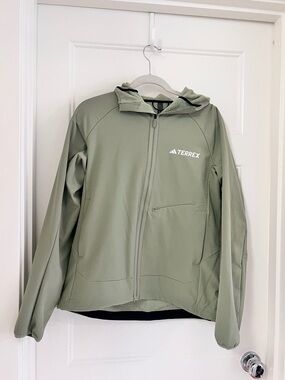 adidas TERREX Olive Softshell Jacket with White Logo